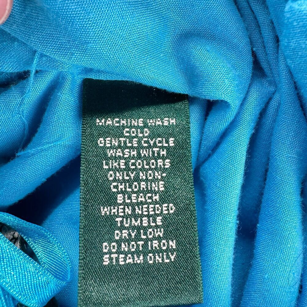 Lauren Ralph Lauren Womens Maxi Skirt Large Aqua Striped Tiered Cotton Lined - Picture 5 of 8